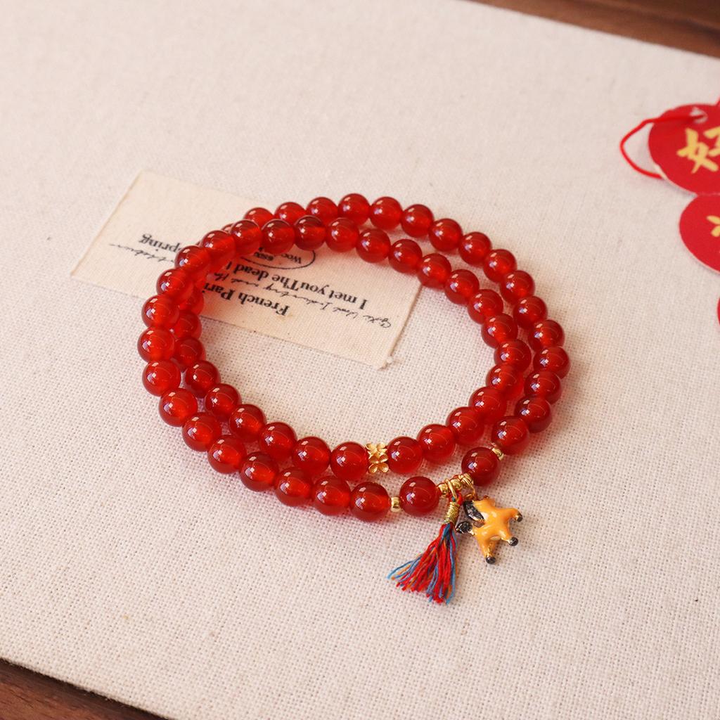 Natural Agate Bracelet Female Pony Pendant Non-fading Bracelet Jewelryfashion Women Daily Jewelry Gift
