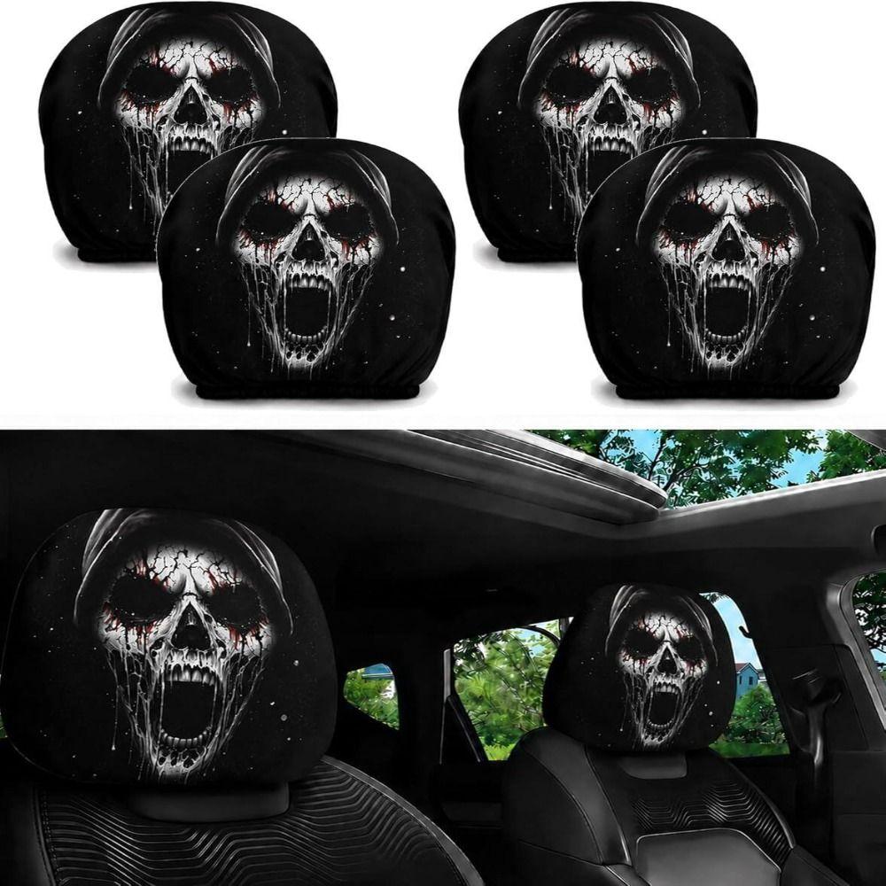 2pcs Vivid Printed Patterns Seat Headrest Protectors Auto Interior Decoration Cover Year Round Use