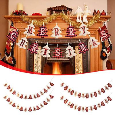 Christmas Banner Rustic Decorations Tree Ornaments Decor Shaped Vintage Xmas Decorations Indoor Merry Party