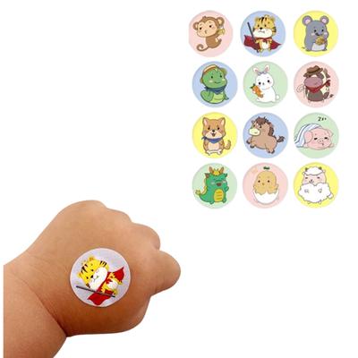 120pcs/lot Cartoon Vaccinum Skin Patch Tape Sticker Waterproof Breathable Band Aid Round Shaped Adhesive Bandages for Children