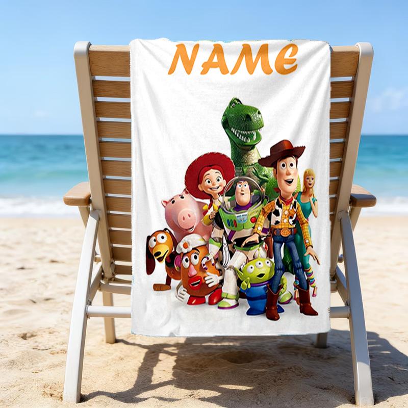 1pc Toy Story3 Beach Towel with Custom Name, Beach/Swimming/Bath/Picnic/Camping Towel, Suitable for Seaside Beaches