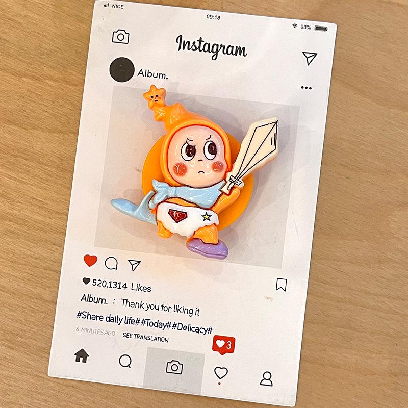 Mobile Phone Airbag Stand - Foldable, Telescopic, Cute Star Doll Design for Apple, Huawei, Xiaomi with Finger Ring