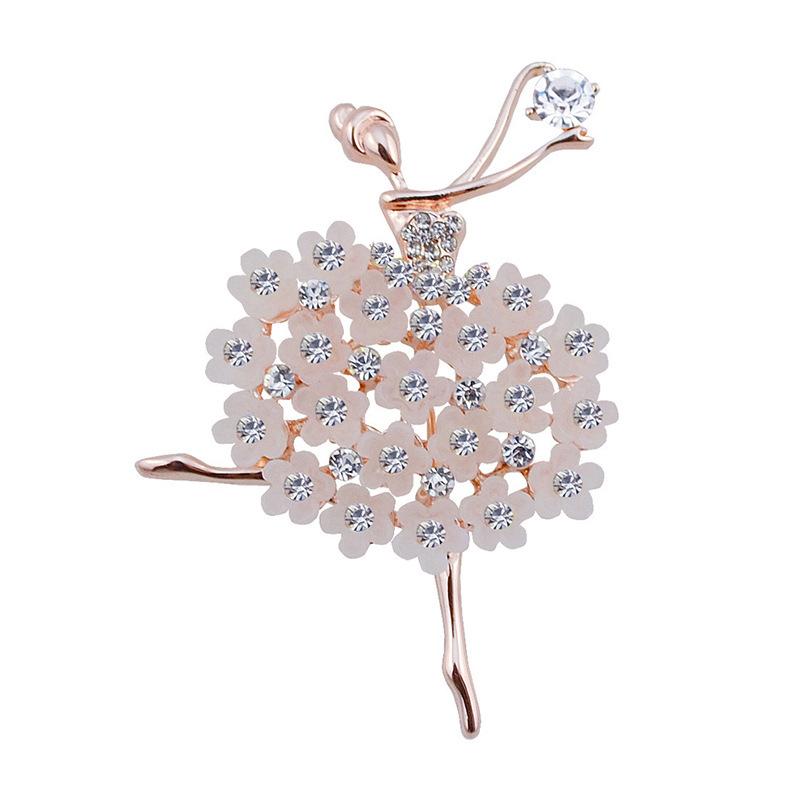 Broșă coreeană elegantă pentru fată de balet Broșă de modă din rășină cu flori din aliaj Accesorii cu diamante