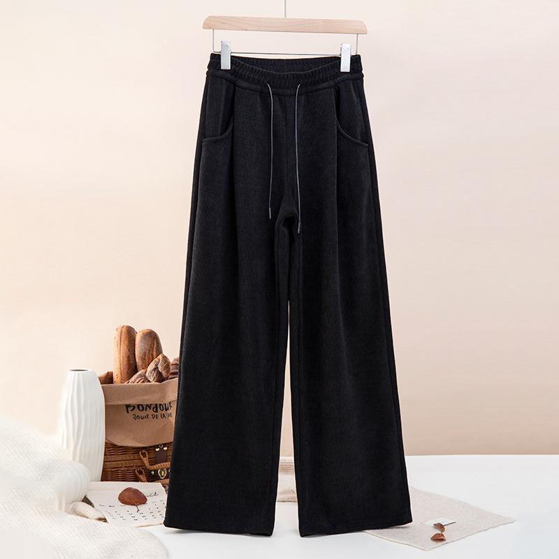 G-Samt Weitbeinige Hosen Damen Herbst und Winter Verdickt Lässig Gerade Hosen Hohe Taille Locker Gestrickt Europäischer Baumwollsamt Yamamoto Hosen