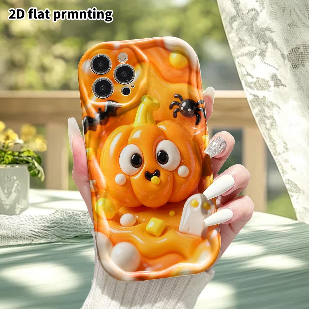 Phone case: 2D flat design, fits iPhone 18 17 16 15 14 13 Pro, pumpkin design, perfect Christmas and Halloween holiday gift