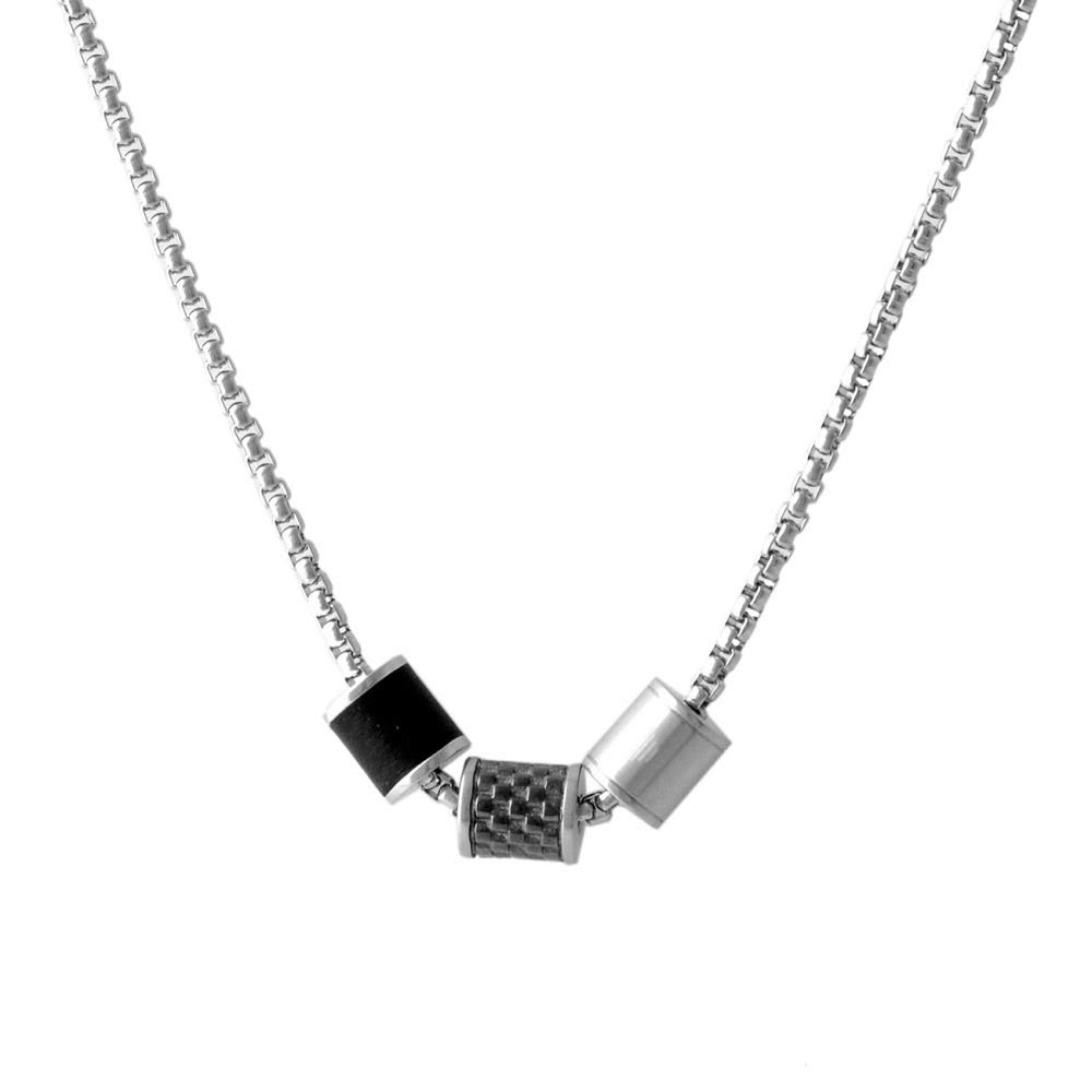 

EMPORIO ARMANI Stainless Steel x Leather Eagle Logo Triple Ring Necklace Pendant EGS2383020 [Emporio Armani] [Item] срібний