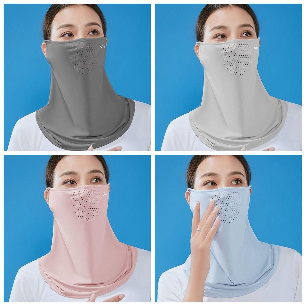 Solid Color Face Cover Summer Face Scarves Sunscreen Face Scarf Breathable Neck Wrap Cover  Outdoor