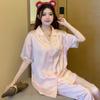 Ice Silk Pajamas Women'S Summer High-End Sweet Cherry Short-Sleeved Trousers Loungewear Set
