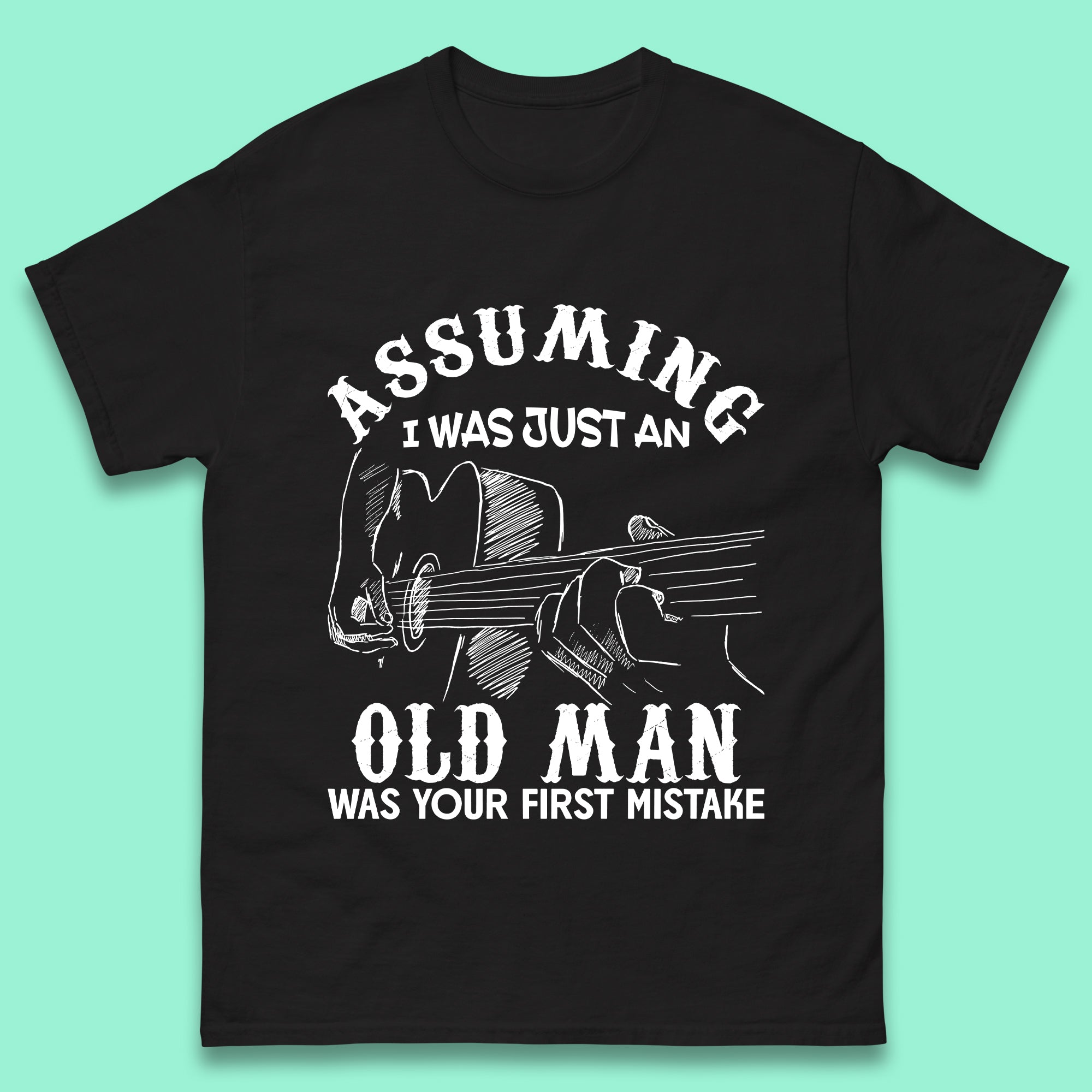 

Guitar Assuming I m Just Old Man T-Shirt Womens Tops Tees S