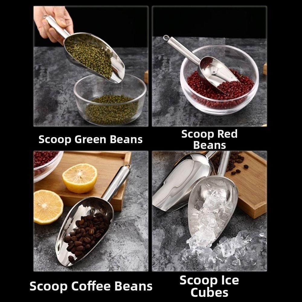 Tail Hanging Hole Stainless Steel Ice Shovel 8/9/10/11/12in Dry Goods Shovel Bar Tool