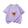 Kids Cotton T Shirt Cute Peeking Deer Print Crew Neck Short Sleeve Tee Casual Breathable Boys Girls Summer Tops