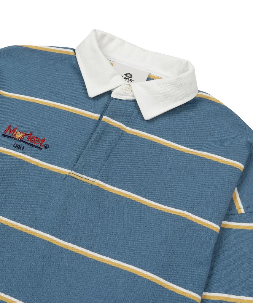SUNDAY FRUIT MARKET W) Sun Stripe Collar Tee Blue