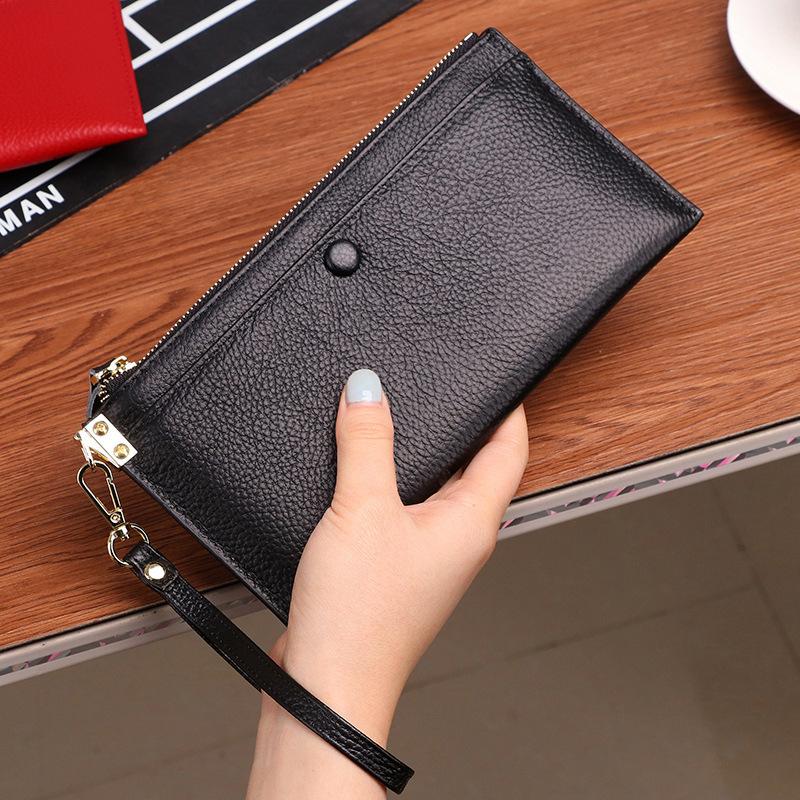 Portfele wysokiej jakości wzór liczi damska kopertówka plus prawdziwa skóra bydlęca retro kopertówka