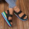 Modne Lekkie Damskie Letnie Sandały Wypoczynkowe Buty na Koturnie Podeszwa w Kolorach Tęczy Miękkie EVA Dziewczęce Studenckie do Codziennego Chodzenia Sandały Plus Size 42