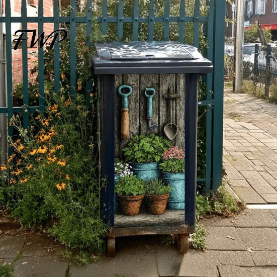 Trash Can Labels Stickers Self-Adhesive Waterproof Outdoor Garbage Bin Decoration Decals Simulation Animal Plant Themes Weather-Resistant
