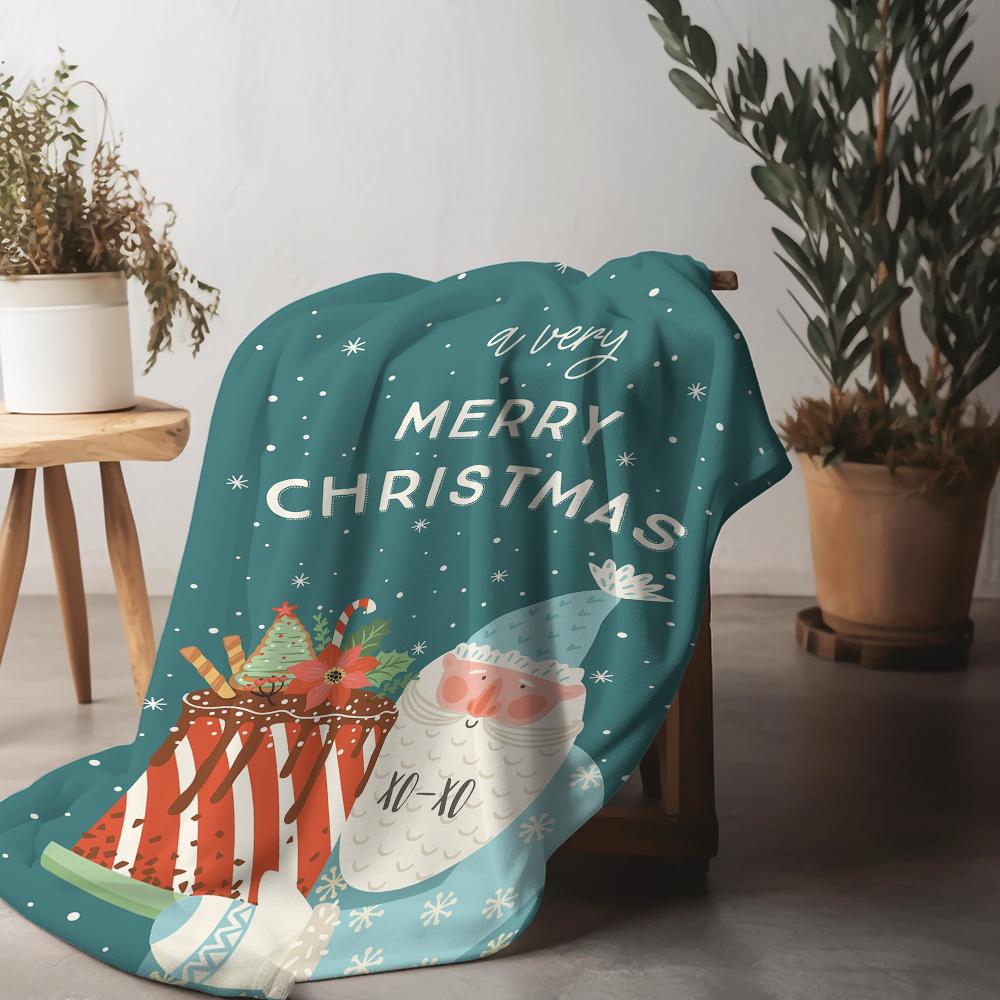 

Tuniu Christmas themed plush blanket, cute polar bear design, soft warm cozy fleece for bedroom sofa decoration gifts 75x90cm