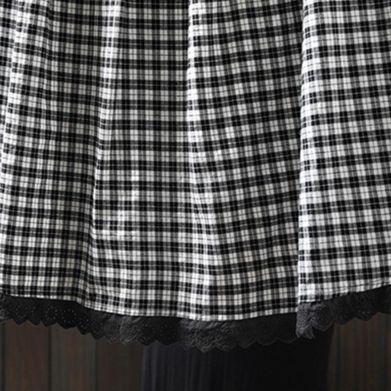 Damen Karoröcke Elastischer Bund Patchwork Spitze Sommer Weiblich Lässige Weiche Röcke