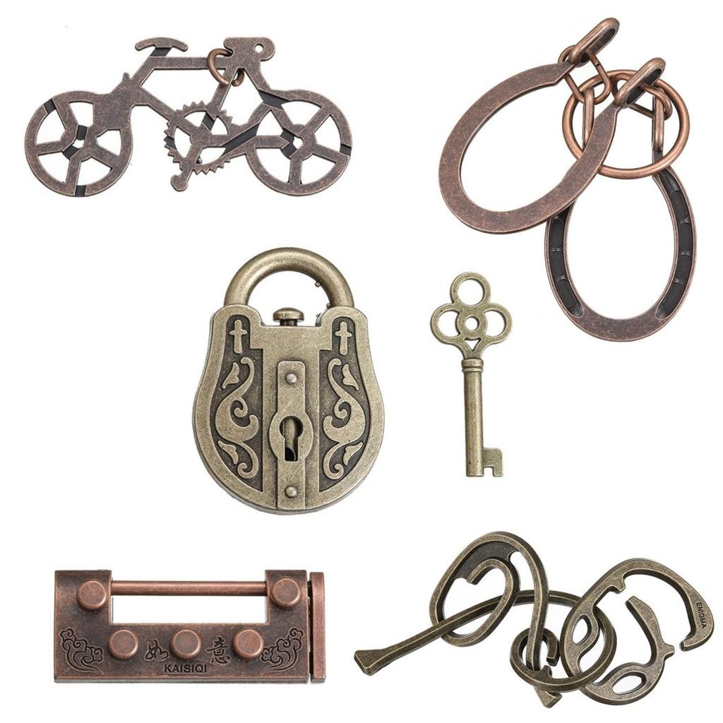 COZENTA Circle of Wisdom Wisdom Toy Ring Puzzle Killing Time Toy 3D Puzzle Educational Toy Set of 5 (B)