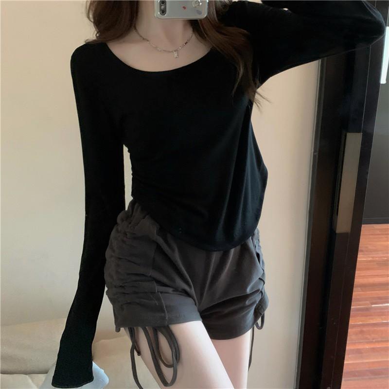 Womens Slim Fit Long Sleeve T-Shirt Solid Color Basic Top Fall Casual Daily Wear