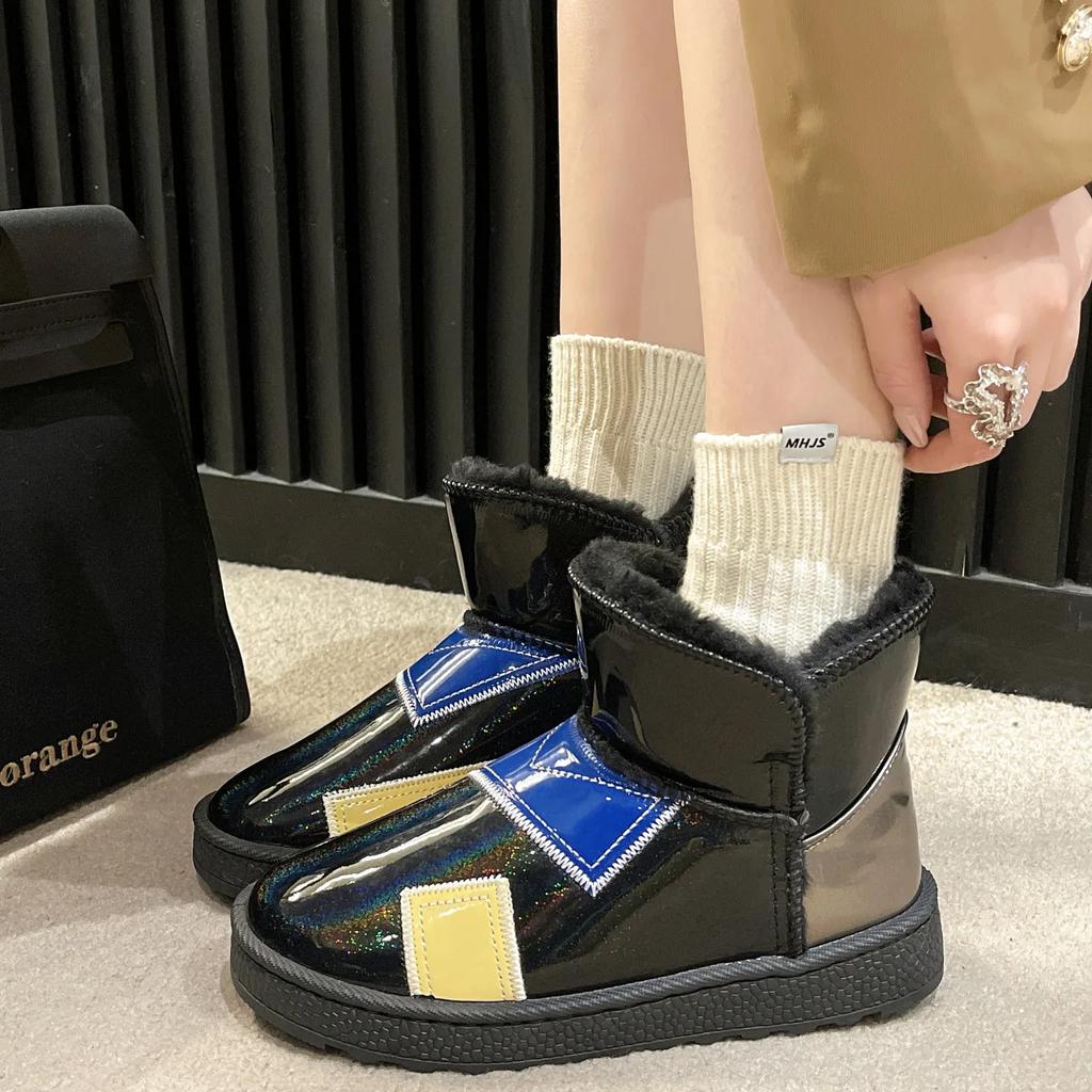 Fashion Chunky Platform Fur Black Round Toe Ankle Shoes For Women White Womens Snow Boots On Slip High Quality Offer Trend 2024 Booties