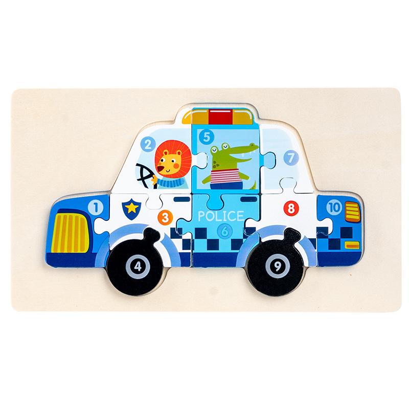 Wooden Children'S Early Education Traffic Cognition Three-Dimensional Puzzle Toy 0-2-3 Year Old Baby Educational Puzzle Building Block Toy