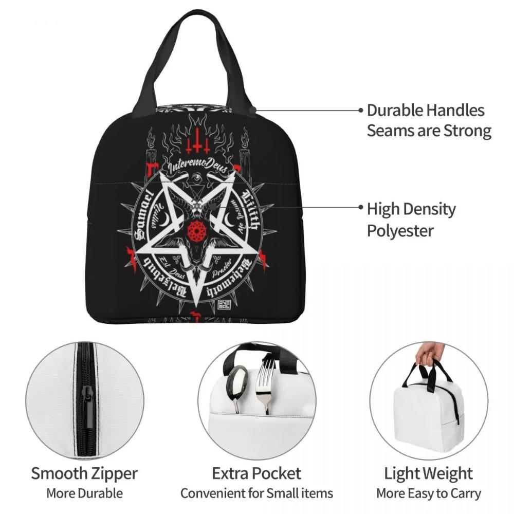 Satanic Occult Satan Skull Dead Goat Head Graphic Insulated Lunch Bag Cooler Thermal Food Box Tote Leakproof Lunch Boxes