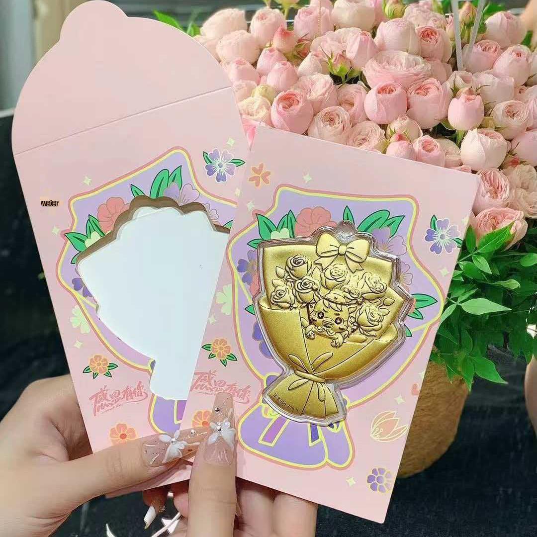 999 Pure Gold Romantic Rose & God of Wealth Handheld Bouquet - Mother s Day & Qixi Festival Gift