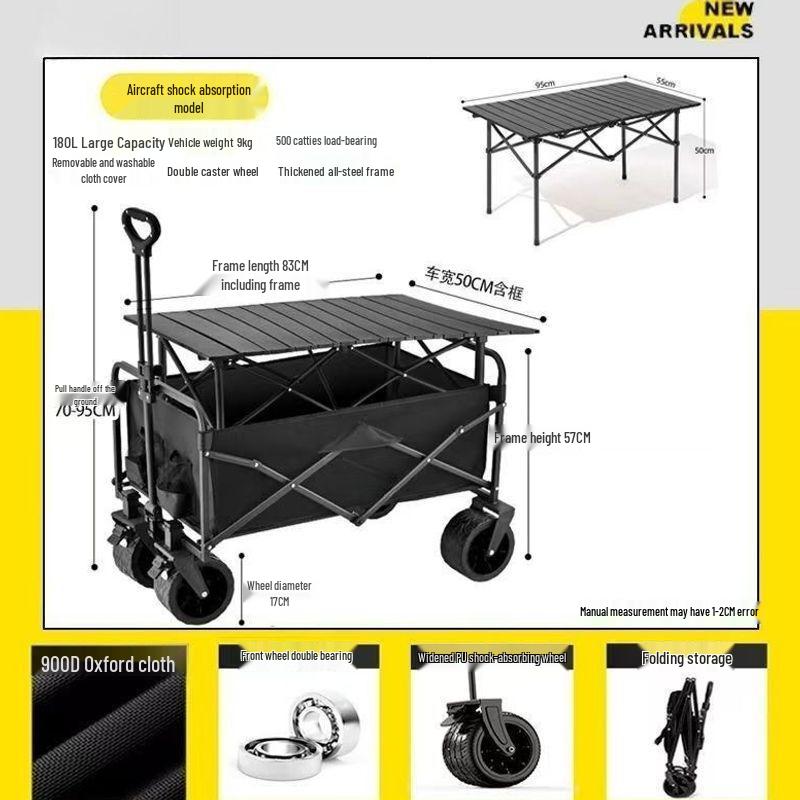 Extra Large Folding Outdoor Camping Handcart with Drawbar