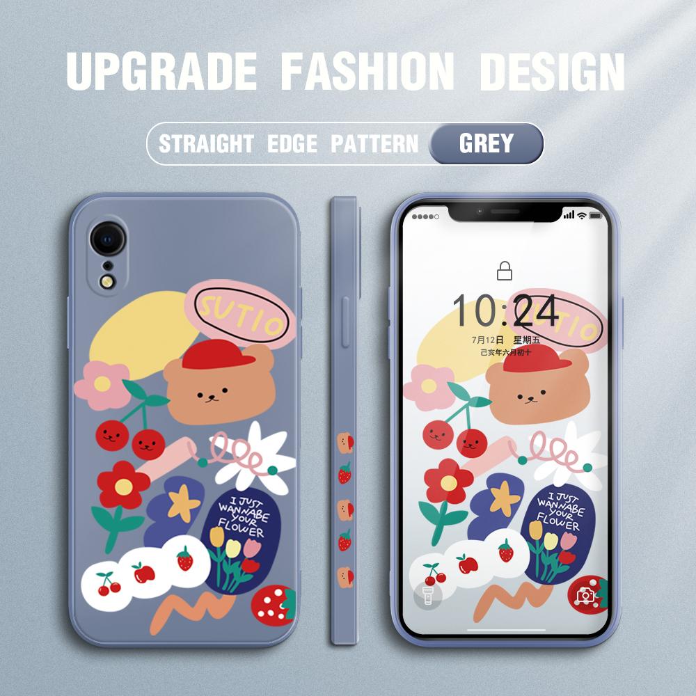 Cute Cartoon Bear Phone Case for Redmi Xiaomi POCO Note 10 Pro 9 9A 9T 10C 8 7 11 Lite 5G X3 M3 Square Edge Soft Full Camera Protect Soft TPU Cover