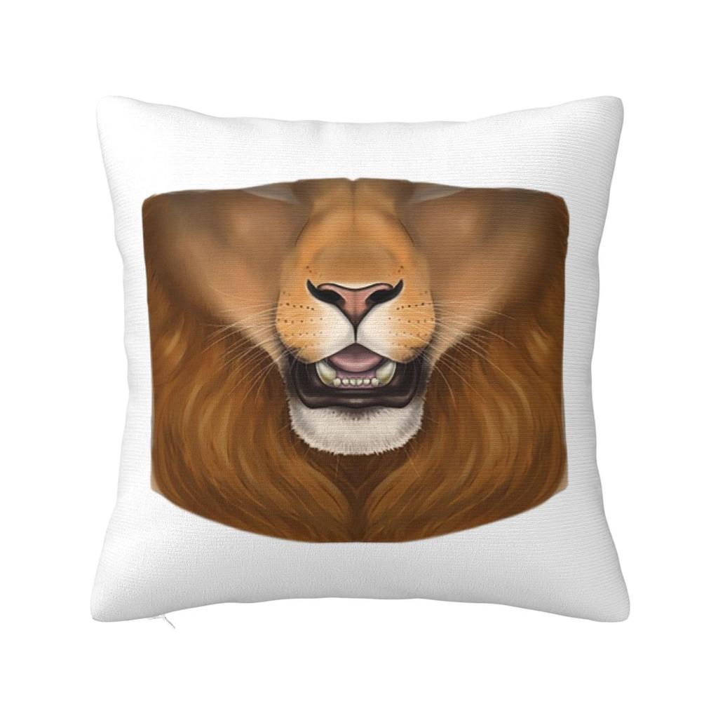 Maned Lion Face Square Pillowcase Pillow Cover Polyester Cushion Zip Decorative Comfort Throw Pillow for Home Sofa
