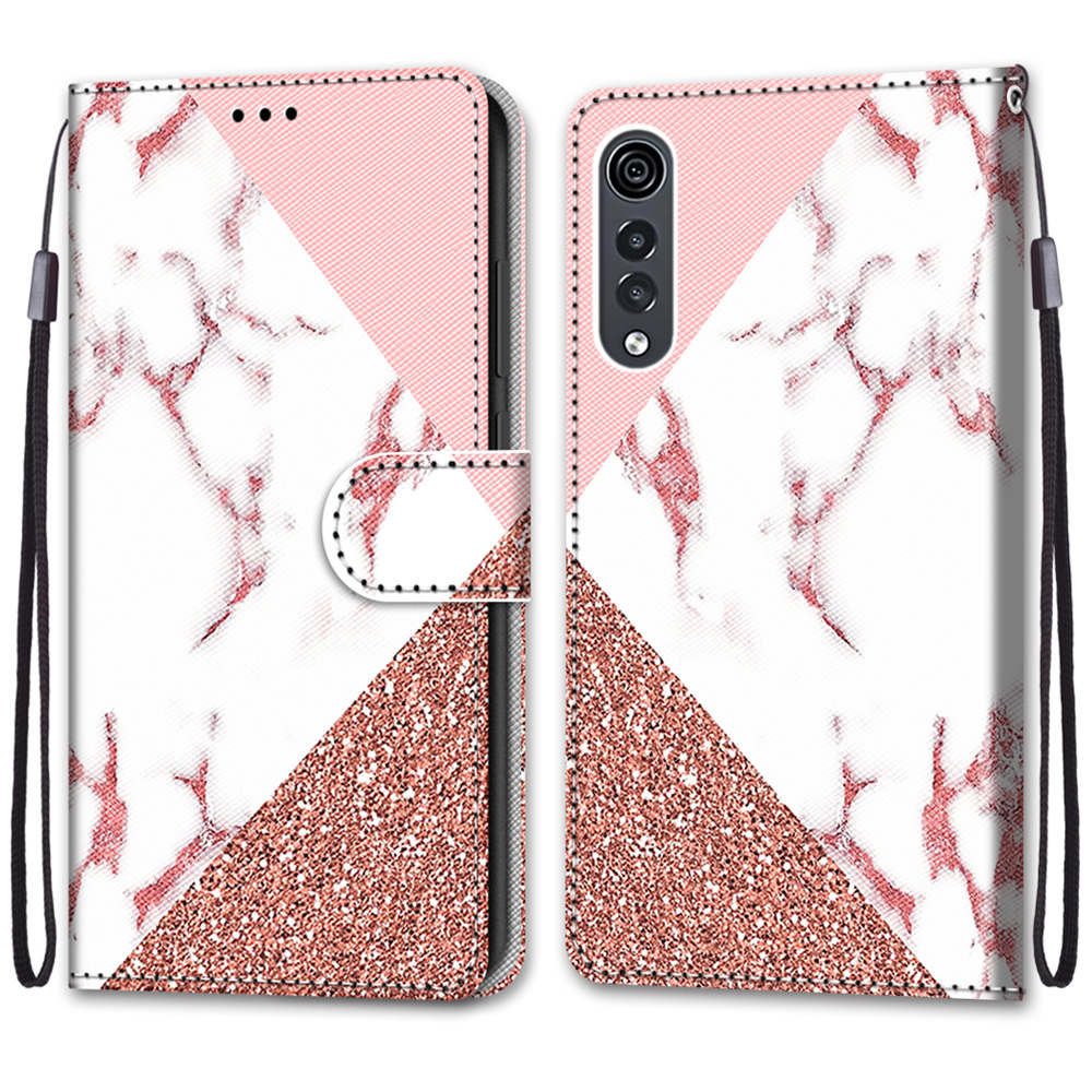 LG Velvet için Lüks Boyalı Deri Kılıf Cüzdan Kitap Tarzı Koruyucu Kapak
