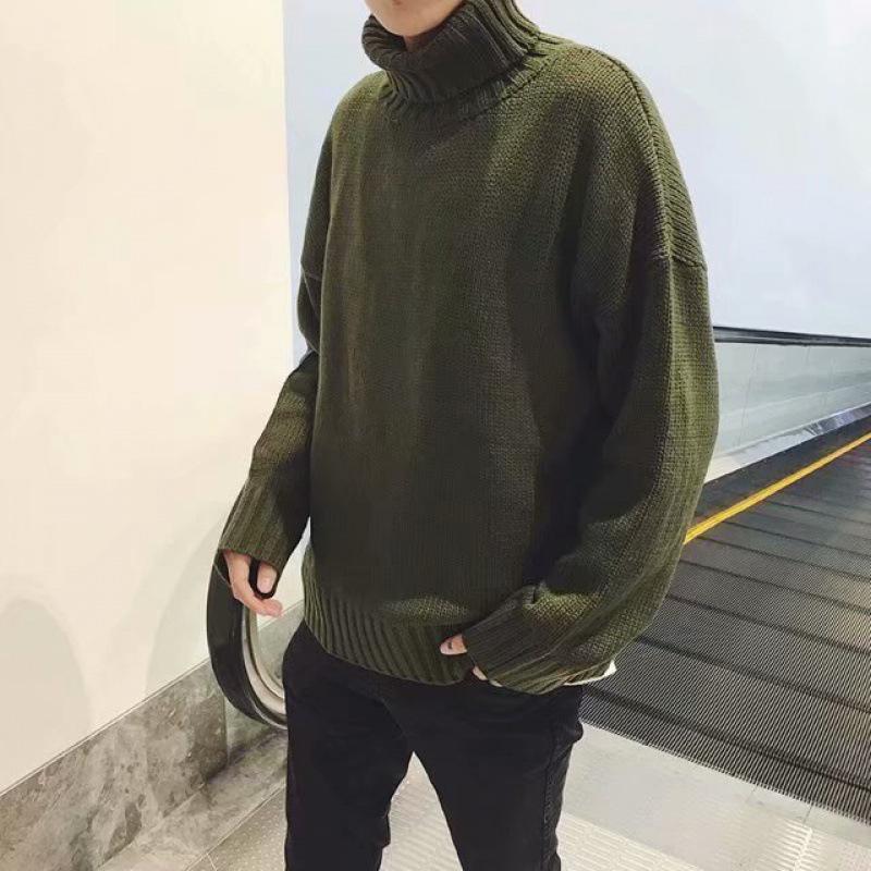 Pánský jednobarevný rolák - Hongkongský styl, inspirovaný Koreou, volný střih, trendy pro páry a studenty