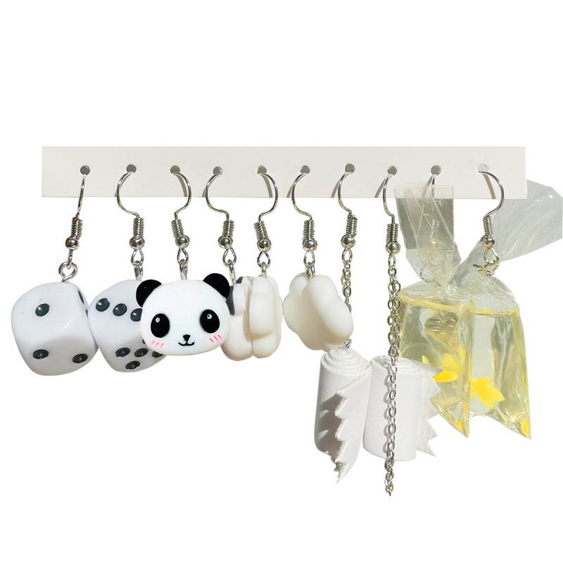 5pcs Fruit Candy Hoop Earrings Set for Women Cute Cartoon Pendant Piercing Ear Stud Drop Dangle Earring 2024 Jewelry Accessories