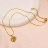 Korean Style 18K Gold Polished Titanium Rose Pendant Minimalist Choker Necklace