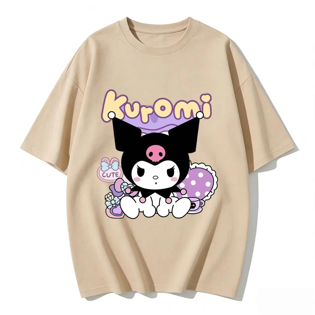 new Summer Cute Kuromi TShirts Soft Cotton Short Sleeve Tees for Parents Kids Breathable Casual Daily Outfit Tops