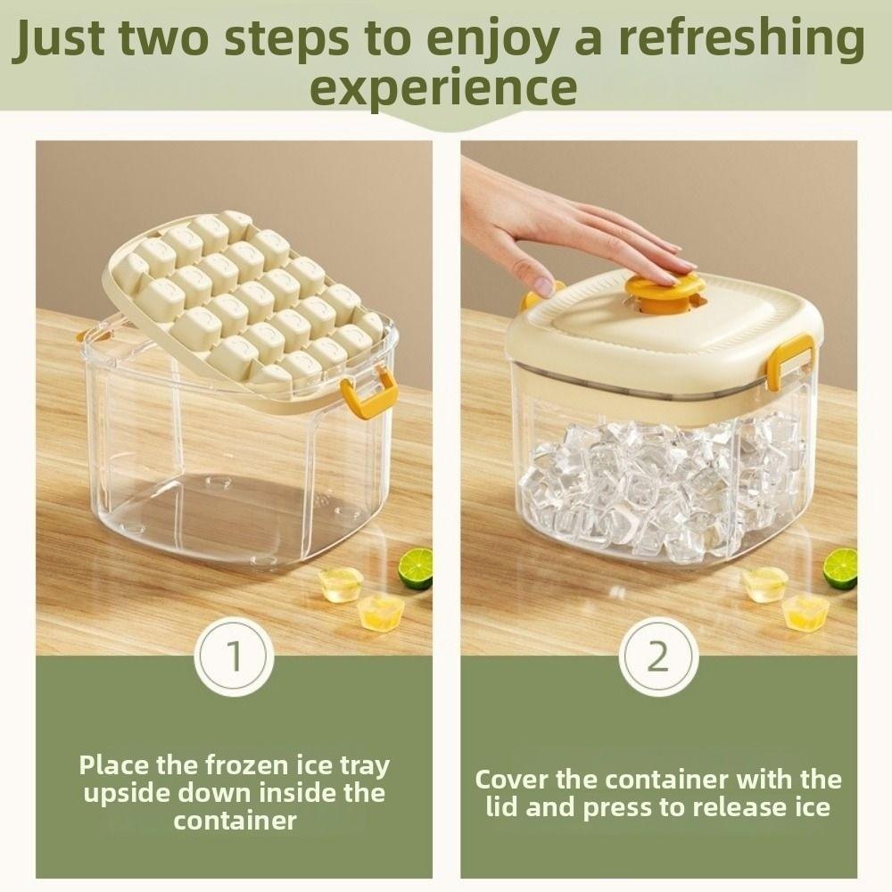 Food Grade Plastic Press Ice Tray Large Capacity Ice Making Box Ice Storage Tray  Refrigerator Use