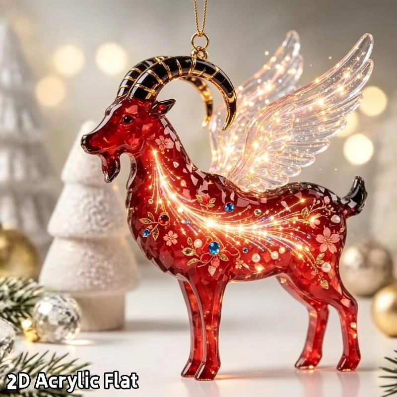 Ornament Agățat Capră Strălucitoare Model Plat Acrilic 2D Pandantiv Animal Farmec Oglindă Retrovizoare Mașină Ornament Brad de Crăciun