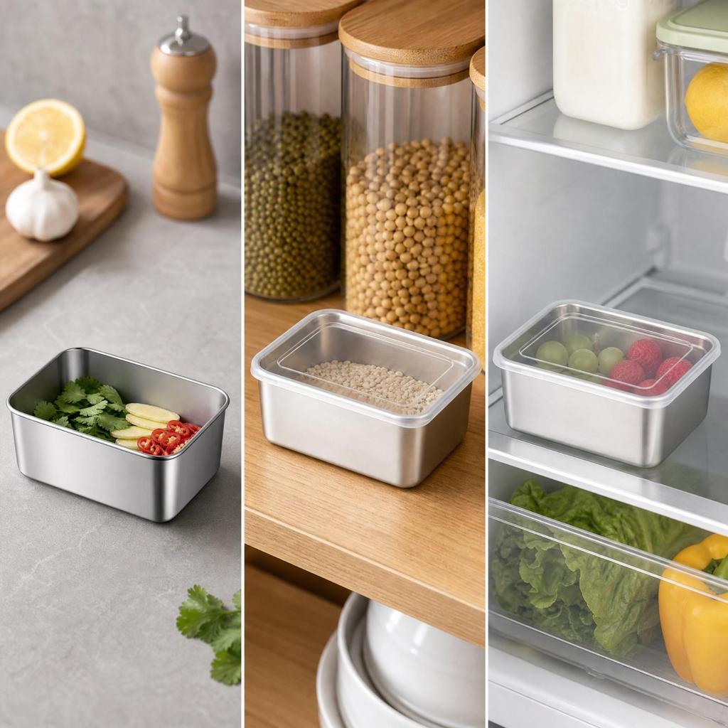 SingleCompartment Stainless Steel Food Container Microwave 500 Ml Storage