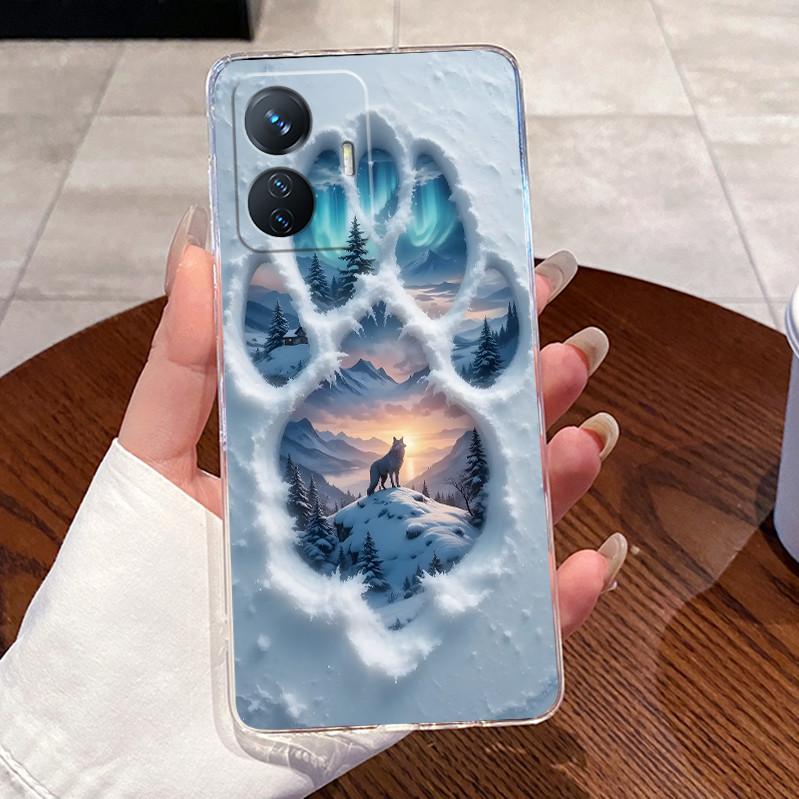 Bumper Soft Silicone TPU Clear Casing For Vivo Y55 2022 4G/T1 4G/iQOO Z6 44W Beautiful Palace Painted Shockproof Cover