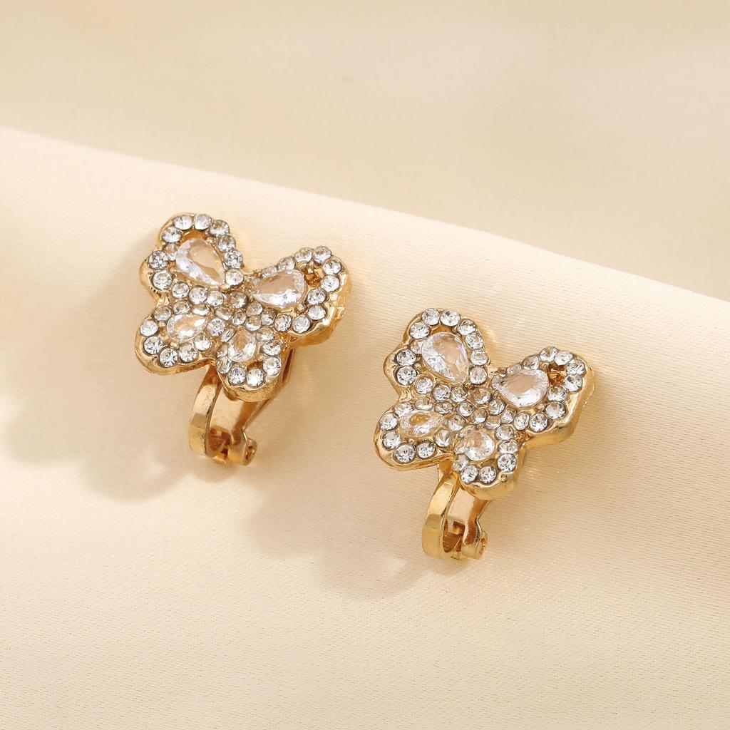 Fashion Earrings, Personalized Light Luxury Butterfly Full Diamond Ear Clip Jewelry