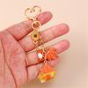 Festlicher Pilz Kürbis Schlüsselanhänger Dekorative Blume mit Perlen Schlüsselhalter Dekoration Für Rucksack Handtasche Schmuck