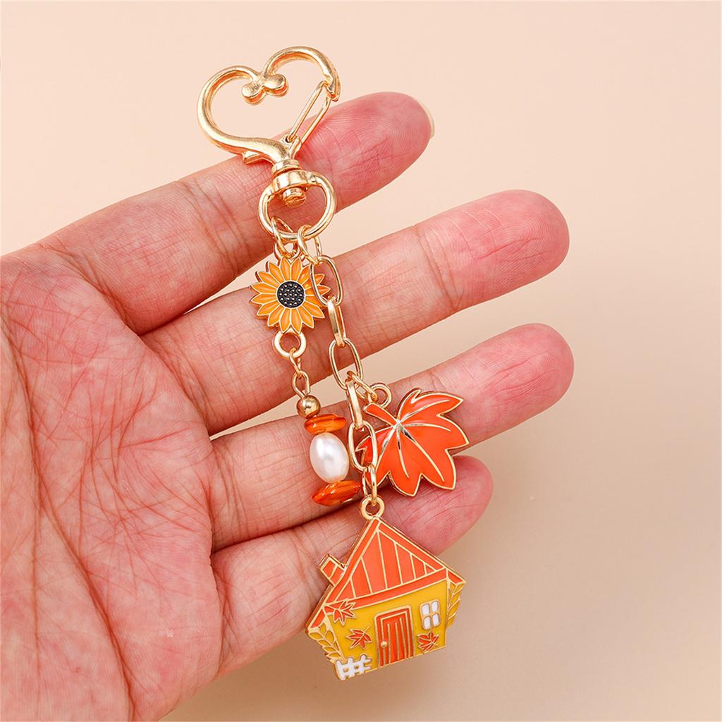 Festlicher Pilz Kürbis Schlüsselanhänger Dekorative Blume mit Perlen Schlüsselhalter Dekoration Für Rucksack Handtasche Schmuck