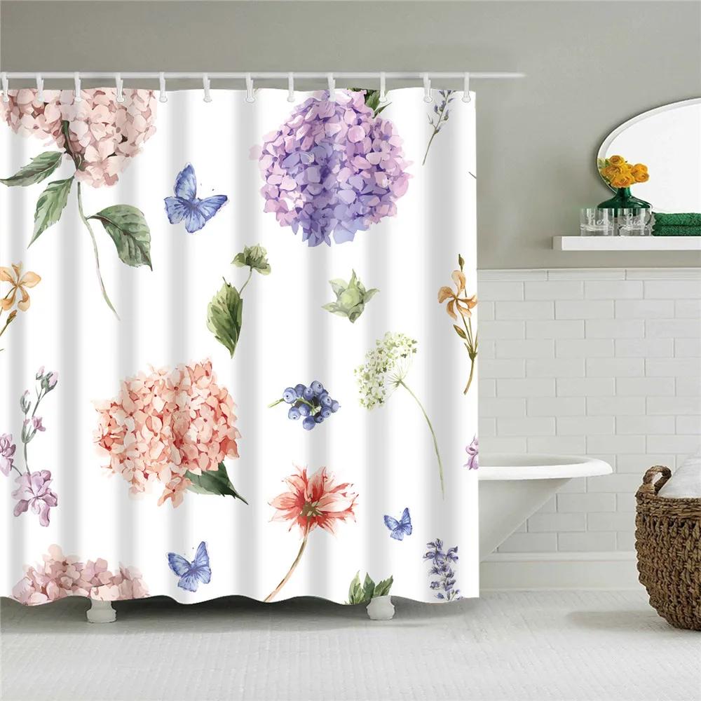 Colorful Trees Flower Palm Sunflower Bathroom Curtain Waterproof Polyester Shower Curtain Bath Curtain For Bathroom With Hooks