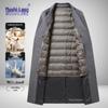 MUSHILANG Men's Wool Blend Long Business Casual Overcoat with Duck Down Liner