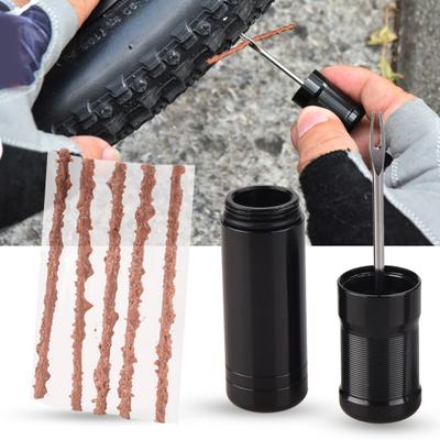 1 Set Bicycle Tubeless Tire Repair Kit with 5 Bacon Strips Insertion Tool Portable Mountain Road Bike Tire Flat Puncture Fix Emergency Repair Tools