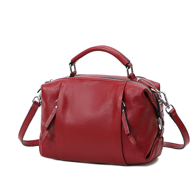 Zency ekte skinnveske for kvinner Enkel høykvalitets tøyveske Liten vintage Boston håndveske Skuldervesker for kvinner 2022 Crossbody