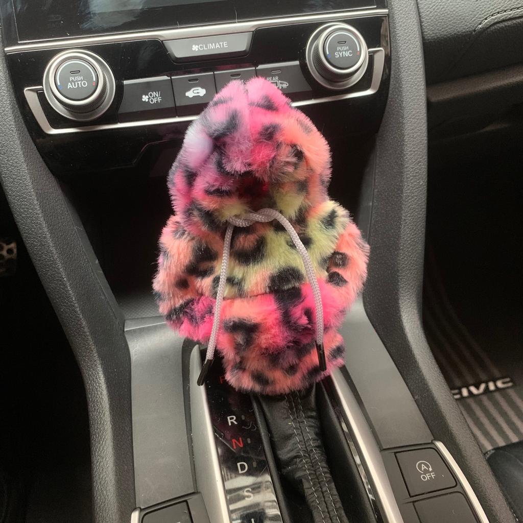 Car Gear Shift Knob Cover Hoodie Funny Plush Shifter Sleeve Universal Fit Manual Automatic Protector Winter Warm Decor
