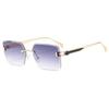 European & American Frameless Gradient Sunglasses: Trendy Large Metal Frames