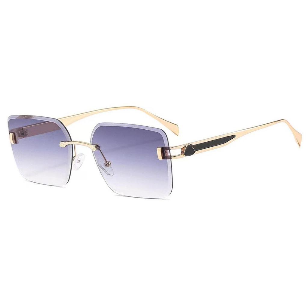 European & American Frameless Gradient Sunglasses: Trendy Large Metal Frames