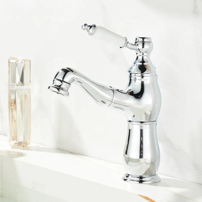 Bathroom Ceramic Handle Basin Faucets Pull Out Mixers Sink Faucet Washbasin Taps Water Tap Tapware Crane Brass Material